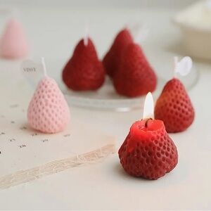 Strawberry Candle 6pieces Pink and Red Aromatherapy Romantic Small Size